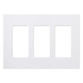 Lutron CW-3B-WH Wallplate, 4.69 in L, 6.56 in W, 3 -Gang, Plastic, White, Gloss
